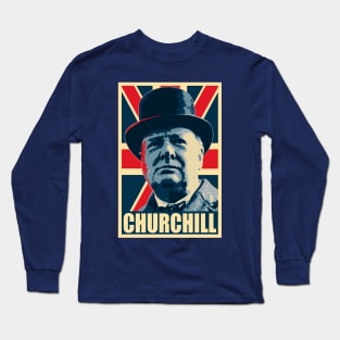 Winston Churhill Union Jack Propaganda Pop Art Long Sleeve T-Shirt